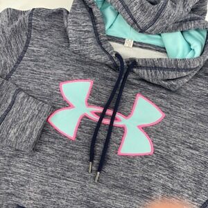 Under Armour Hoodie Women Medium Navy‎ Blue Excellent Teal Pink Logo 1263537